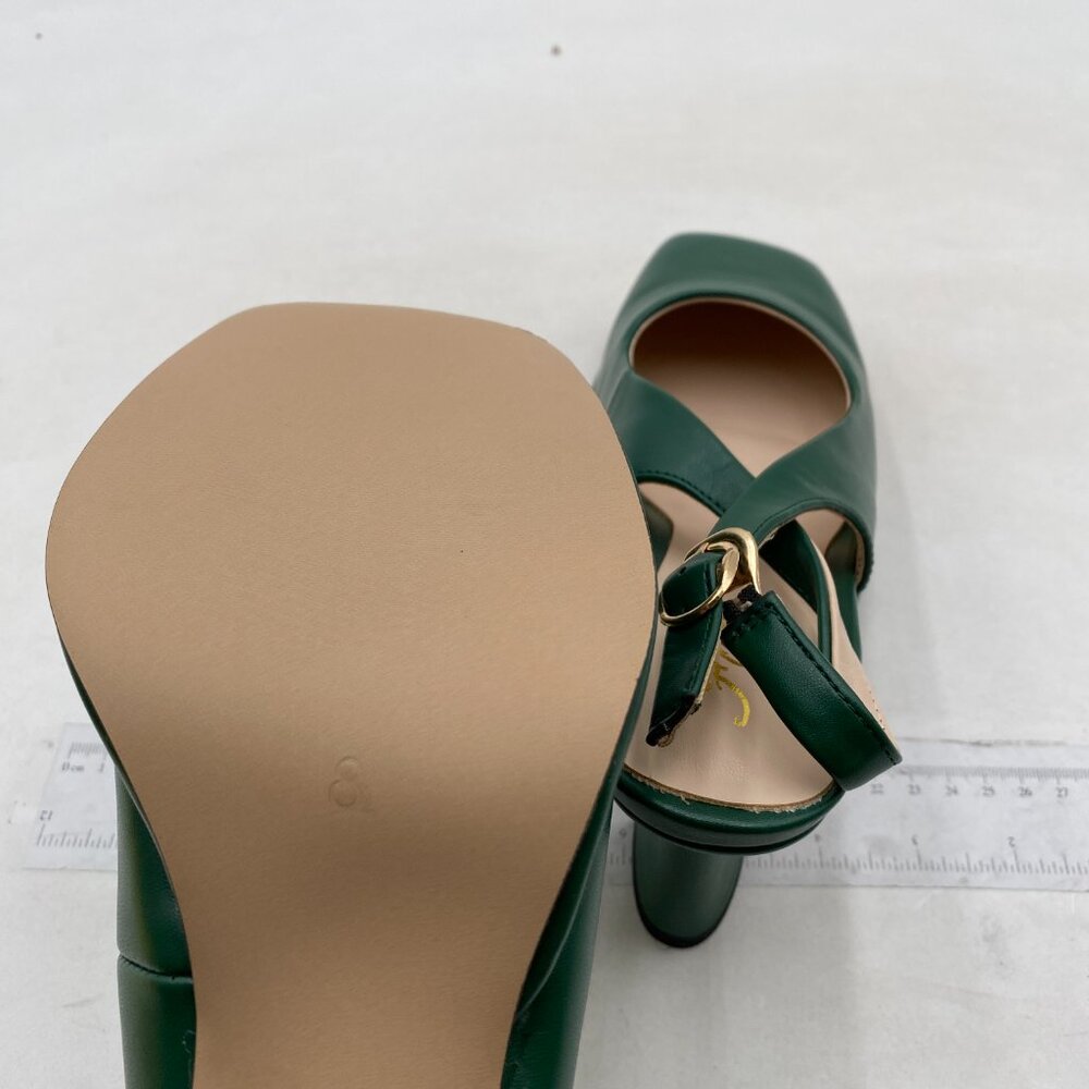 Fowt Green Platform Square Toe Block High Heels A… - image 6